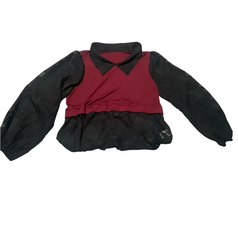 SHEIN Curve Maroon/Black Top - Picture 2 of 6